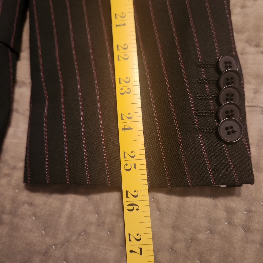 4 You Scandinavia Men's Pinstripe Blazer - Black With Red And White - Picture 8 of 13